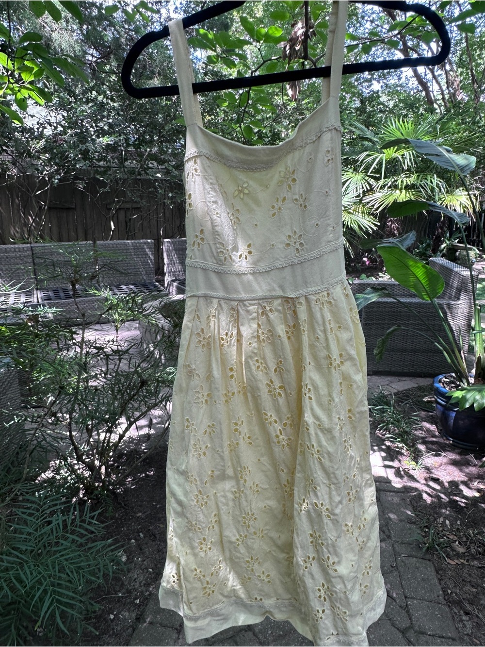 Sleeveless Cream Eyelet Midi Dress with A-Line Skirt